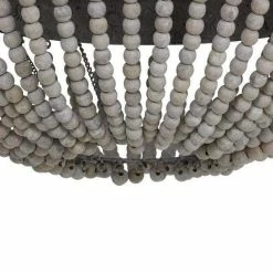 The Grey Works Luna Old White Beaded Chandelier With French Grey Metal Work