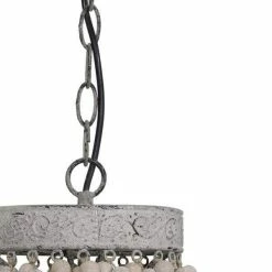 The Grey Works Luna Old White Beaded Chandelier With French Grey Metal Work