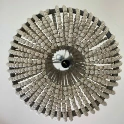 The Grey Works Luna Old White Beaded Chandelier With French Grey Metal Work
