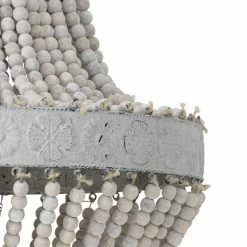 The Grey Works Luna Old White Beaded Chandelier With French Grey Metal Work