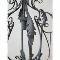 The Grey Works Margeaux Dark Grey Metal Chandelier With Leaf Detail Lighting