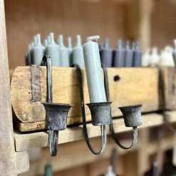 The Grey Works Mini Metal French Vintage Style Candle Holder In Black