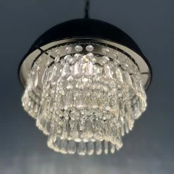 The Grey Works Lighting Ophelia Antiqued Black Metal Chandelier With Crystal Style Droplets