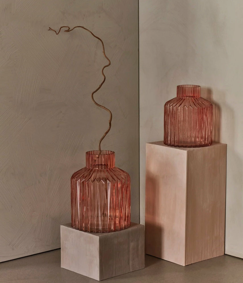 Best Sale π DAY Home Ornate Pink Glass Vase-Large π― 6 DAY Home Ornate Pink Glass Vase-Large