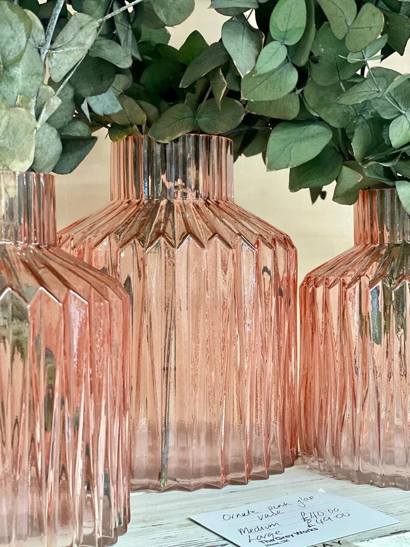 Best Sale π DAY Home Ornate Pink Glass Vase-Large π― 4 DAY Home Ornate Pink Glass Vase-Large