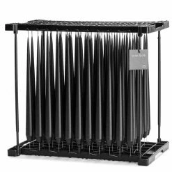 Ester & Erik Pair Of 42cm Tapered Lacquered Dining Candles- Raw Black No.75-0