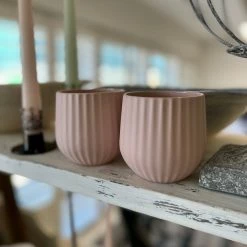 The Grey Works Homewares Pair Of Ceramic Tumblers In Blush Pink