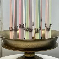 The Grey Works Christmas Sale Pair Of Mini Deco Candle Crowns With Glass Stone Adornment