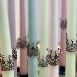 The Grey Works Christmas Sale Pair Of Mini Deco Candle Crowns With Glass Stone Adornment