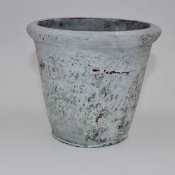 The Grey Works Homewares Pale Grey Clay Pot With Antiqued Patina Finish