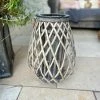 The Grey Works Rattan Braided Lantern Medium With Glass Votive Candle Holders