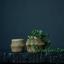 The Grey Works Rattan Look Woven Plant Pot - Small