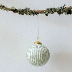 The Grey Works | Life & Style Ribbed Antique White Christmas Bauble Large
