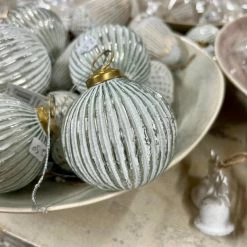 The Grey Works | Life & Style Christmas Sale Ribbed Antique White Christmas Bauble Small