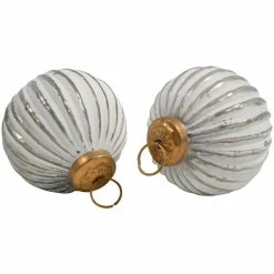 The Grey Works | Life & Style Christmas Sale Ribbed Antique White Christmas Bauble Small