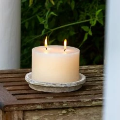 The Grey Works Rustic Outdoor Pillar Candle - 2 Wick Candles