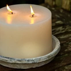 The Grey Works Rustic Outdoor Pillar Candle - 2 Wick Candles