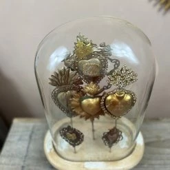 The Grey Works Sacred Heart Ex Voto Oval Glass Dome Dome - Natural Antiqued
