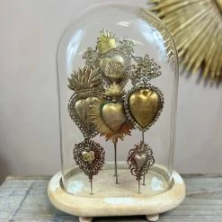 The Grey Works Sacred Heart Ex Voto Oval Glass Dome Dome - Natural Antiqued