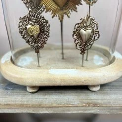 The Grey Works Sacred Heart Ex Voto Oval Glass Dome Dome - Natural Antiqued