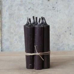 The Grey Works Short Dinner Candles, Bundle Of 6 - Black