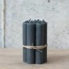 The Grey Works Short Dinner Candles, Bundle Of 6 - Charcoal