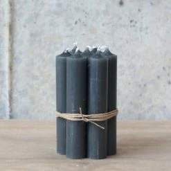 The Grey Works Short Dinner Candles, Bundle Of 6 - Charcoal
