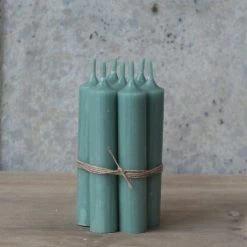 The Grey Works Short Dinner Candles, Bundle Of 6 - Green
