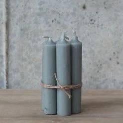 The Grey Works Short Dinner Candles, Bundle Of 6 - Grey