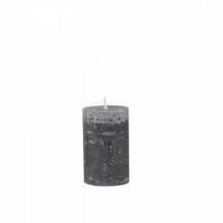 The Grey Works Small Rustic Macon Pillar Candle Charcoal-16 Hour Burn Time