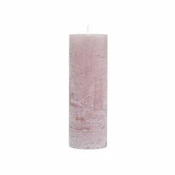 The Grey Works Tall Rustic Pillar Candle In Dusty Rose - 80 Hour Burn Time