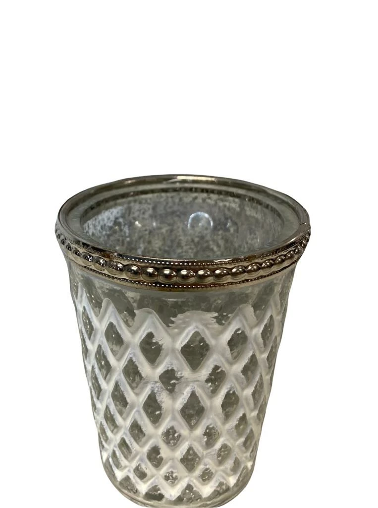Best Sale π The Grey Works Tea-Light Holder In Antiqued White And Silver Diamond Etched Glass With A Beaded Rim βοΈ 5 The Grey Works Tea-Light Holder In Antiqued White And Silver Diamond Etched Glass With A Beaded Rim