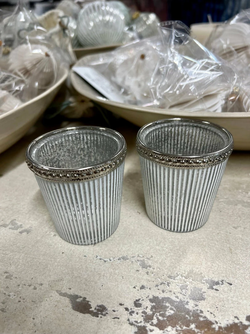 Best deal π The Grey Works Homewares Tea-Light Holder In Antiqued White And Silver Glass With A Beaded Rim π 4 The Grey Works Homewares Tea-Light Holder In Antiqued White And Silver Glass With A Beaded Rim