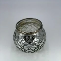 The Grey Works Large Tea-Light Lantern In Mercurised Silver With A Beaded Rim
