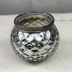 The Grey Works Large Tea-Light Lantern In Mercurised Silver With A Beaded Rim