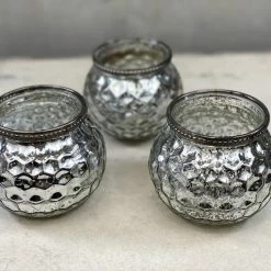 The Grey Works Large Tea-Light Lantern In Mercurised Silver With A Beaded Rim