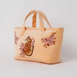 Elizabeth Scarlett Accessories Tiger Apricot Velvet Day Bag
