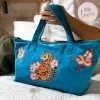 New ๐ Elizabeth Scarlett Tiger Azure Velvet Day Bag โญ 2 Elizabeth Scarlett Tiger Azure Velvet Day Bag