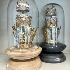 The Grey Works Triple Crown Decorative Glass Dome - Natural Antiqued Homewares