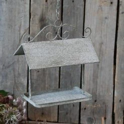 The Grey Works Hanging Metal Bird Table In Antiqued Green Homewares