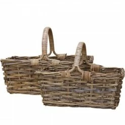 The Grey Works Homewares Vintage Style Provence Woven Storage Baskets-Set Of Two