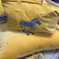 Elizabeth Scarlett Zebra Mustard Velvet Day Bag Accessories