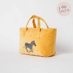 Elizabeth Scarlett Zebra Mustard Velvet Day Bag Accessories