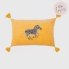 Elizabeth Scarlett Zebra Mustard Velvet Tassel Cushion