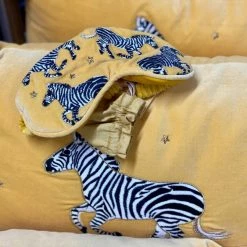 Elizabeth Scarlett Zebra Mustard Velvet Tassel Cushion