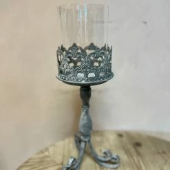 The Grey Works Candles Zinc Candle Holder With Glass Votive - Large