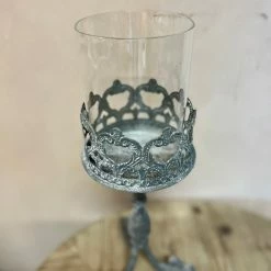 The Grey Works Candles Zinc Candle Holder With Glass Votive - Large