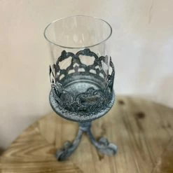 The Grey Works Zinc Candle Holder With Glass Votive - Medium Candles