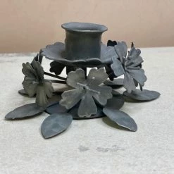 The Grey Works Zinc Flower Candle Holder Homewares